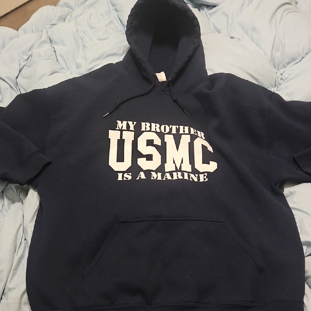 USMC Navy Hoodie - My Brother is a Marine